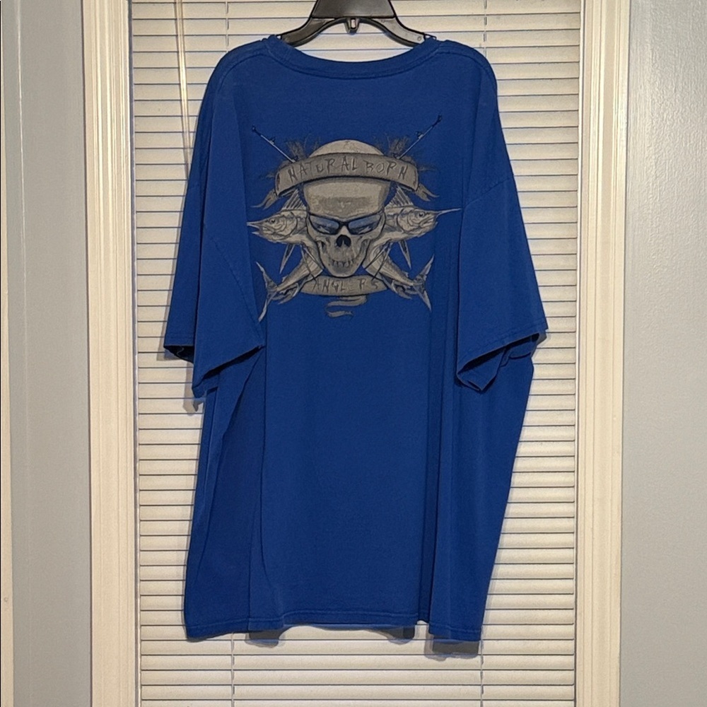 Columbia Men's Royal Blue Natural Born Anglers Tee with Skull Design - Picture 4 of 4
